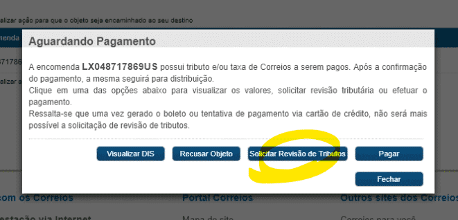aguardando pagamento correios