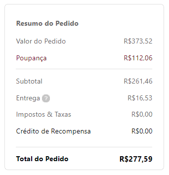 resumo do pedido iherb